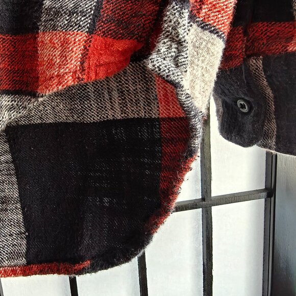 Madewell Red Black and White Button Up Plaid Flannel Shirt - Size L Fall Autumn - Picture 3 of 6